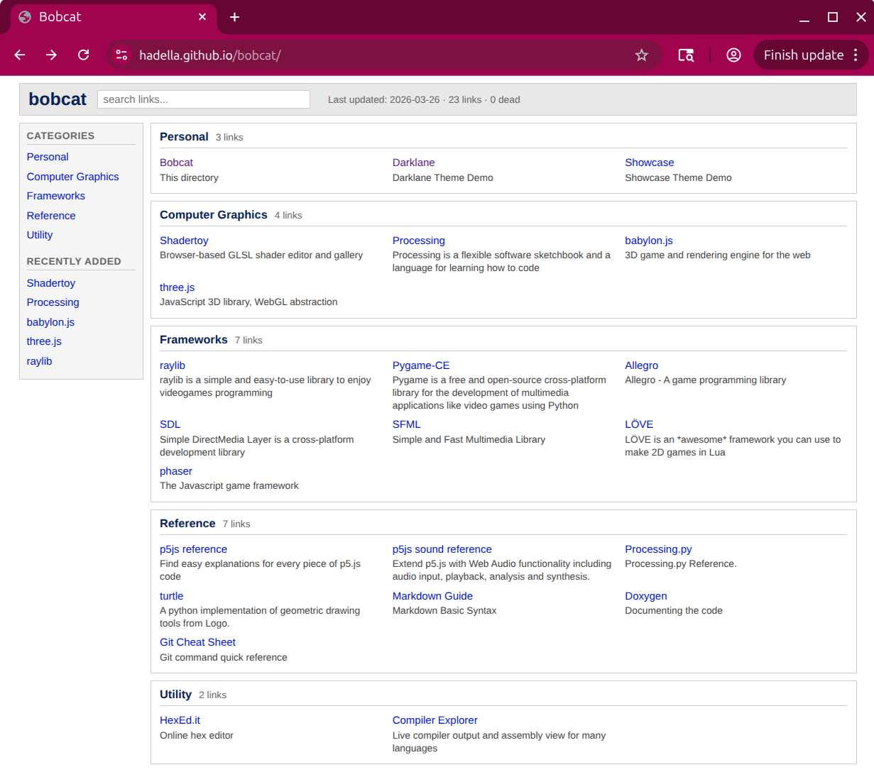 Links organized by category