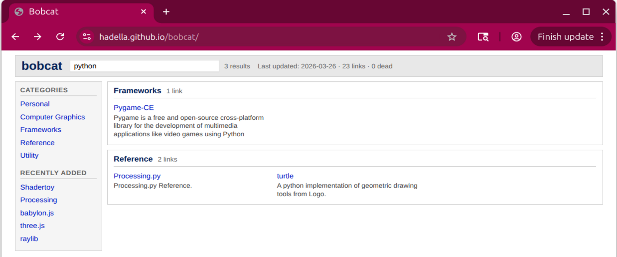 Fuzzy search filtering links in real-time